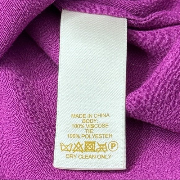 Kate Spade Katia Magenta Crepe Dress Sleeveless Midi Orange Tie Women’s Size S - Picture 8 of 9